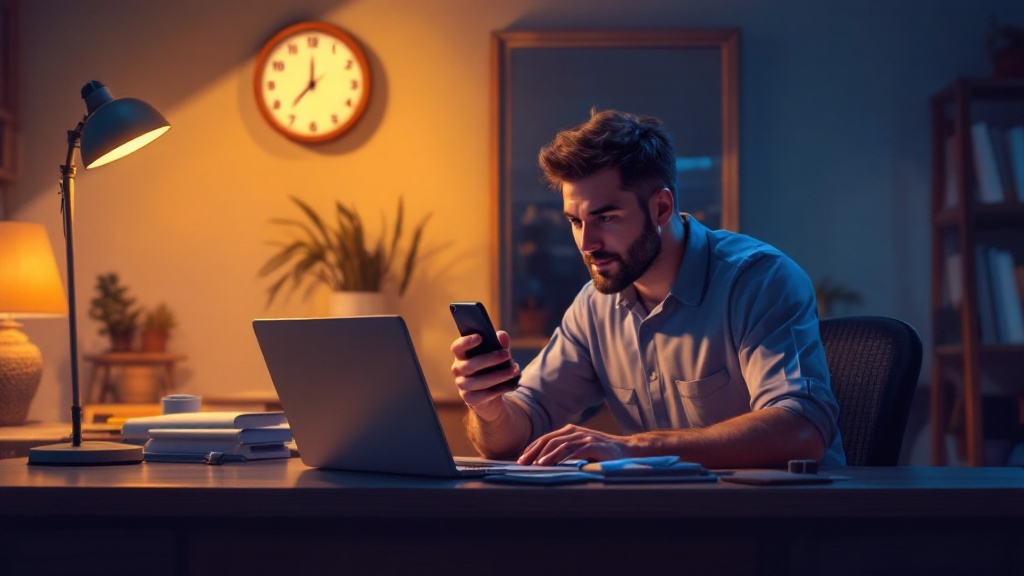 Service business owner reviewing new lead inquiries on a laptop after hours, highlighting the urgency of fast responses.