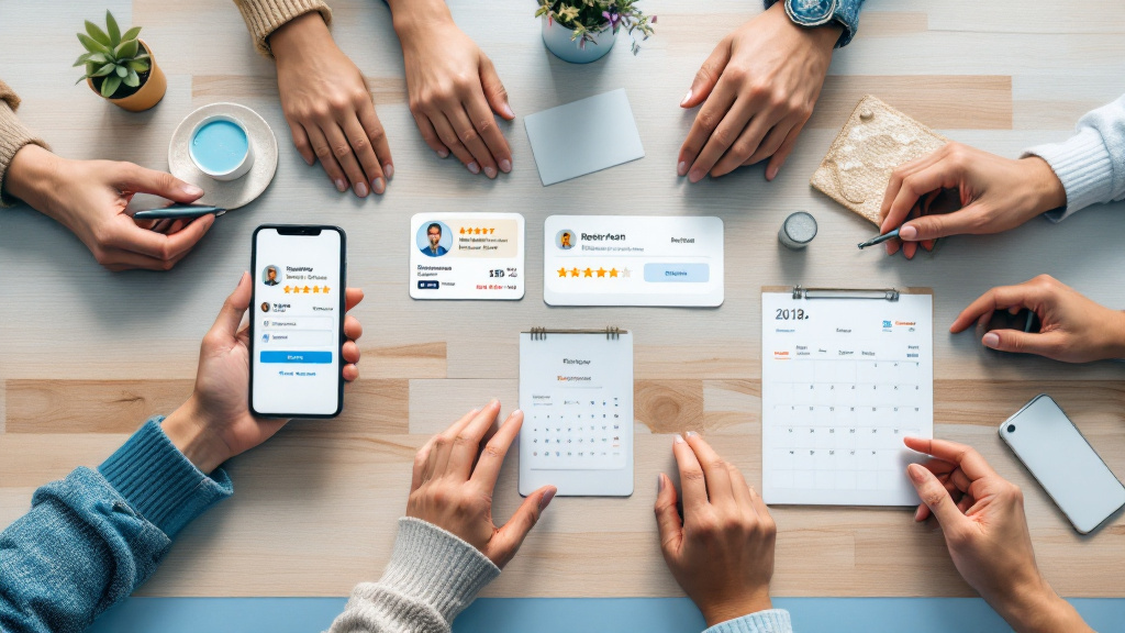 A smartphone displays verification, ratings, secure payment, and pickup scheduling features beside a secondhand dining table.