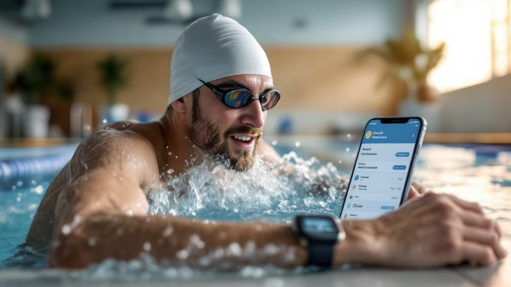 Swimmer viewing a personalized next workout recommendation after completing a pool session.