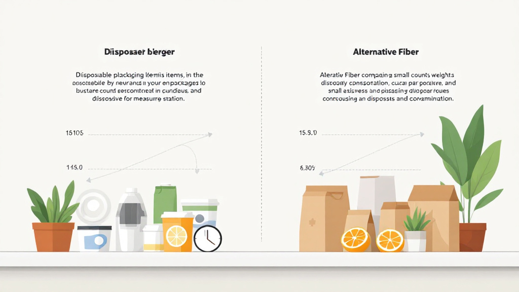 Side-by-side packaging comparison with a ledger tracking material weight, item counts, disposal routes, and contamination.