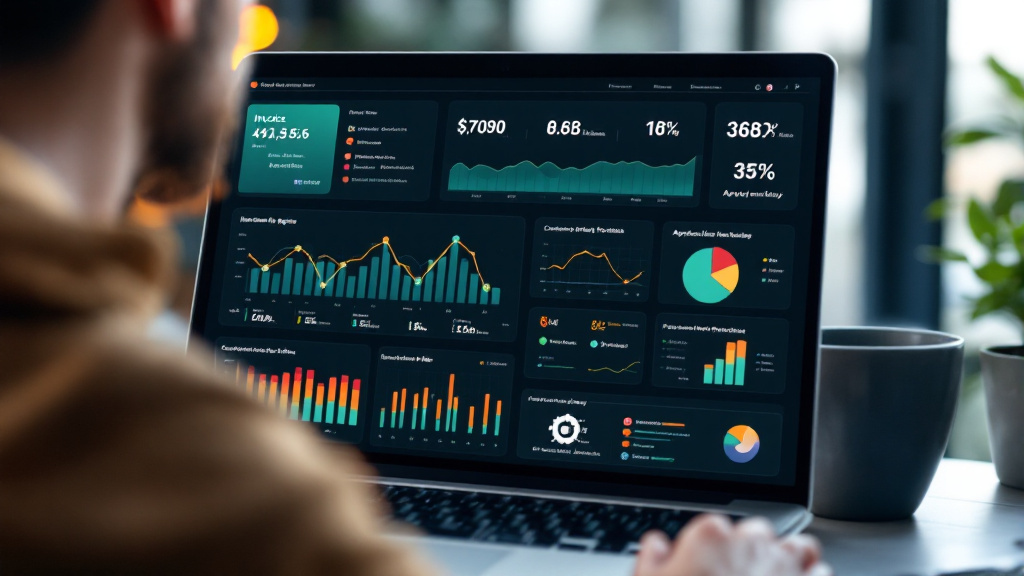 Small-business owner reviewing invoice aging and recommended customer follow-ups on a digital dashboard.