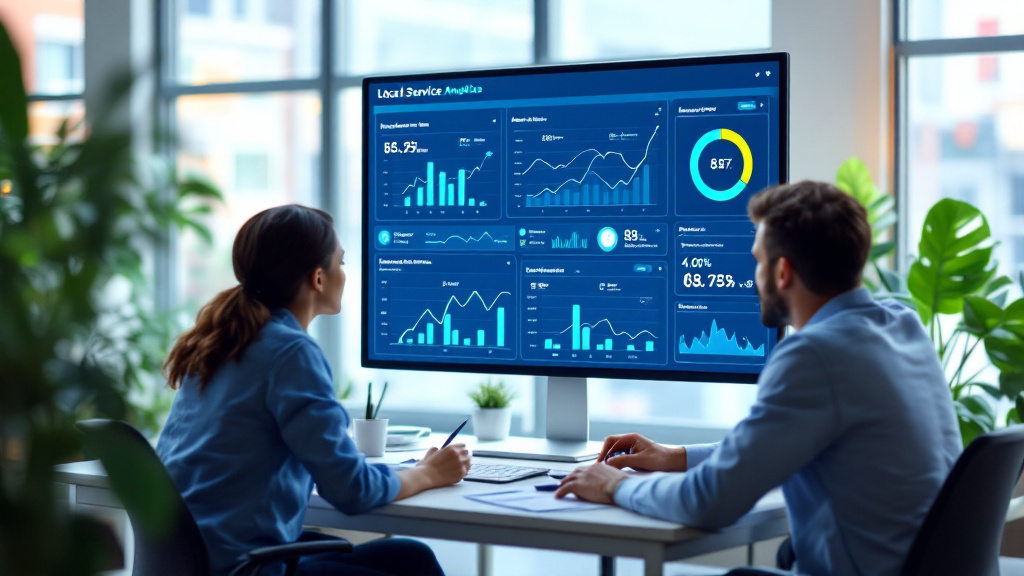 Small business team reviewing response-time and appointment performance metrics on a dashboard.