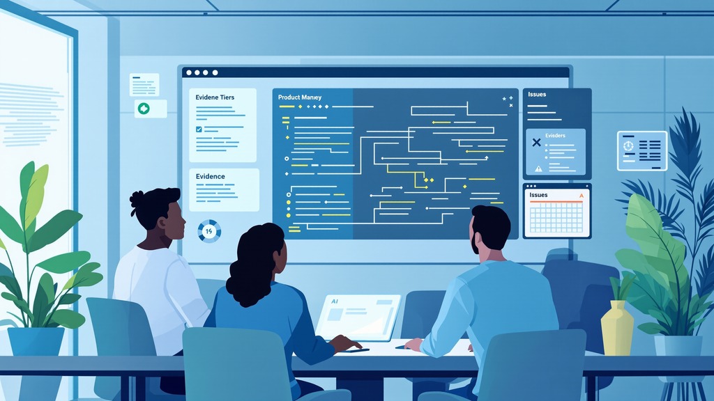 Product, QA, and engineering professionals reviewing AI-generated tests and failure evidence together.